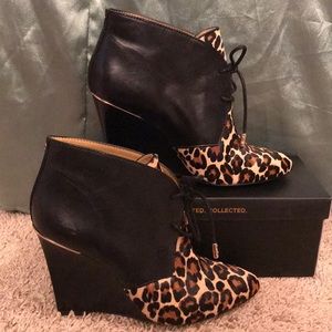 Coach black and leopard print oxford wedges